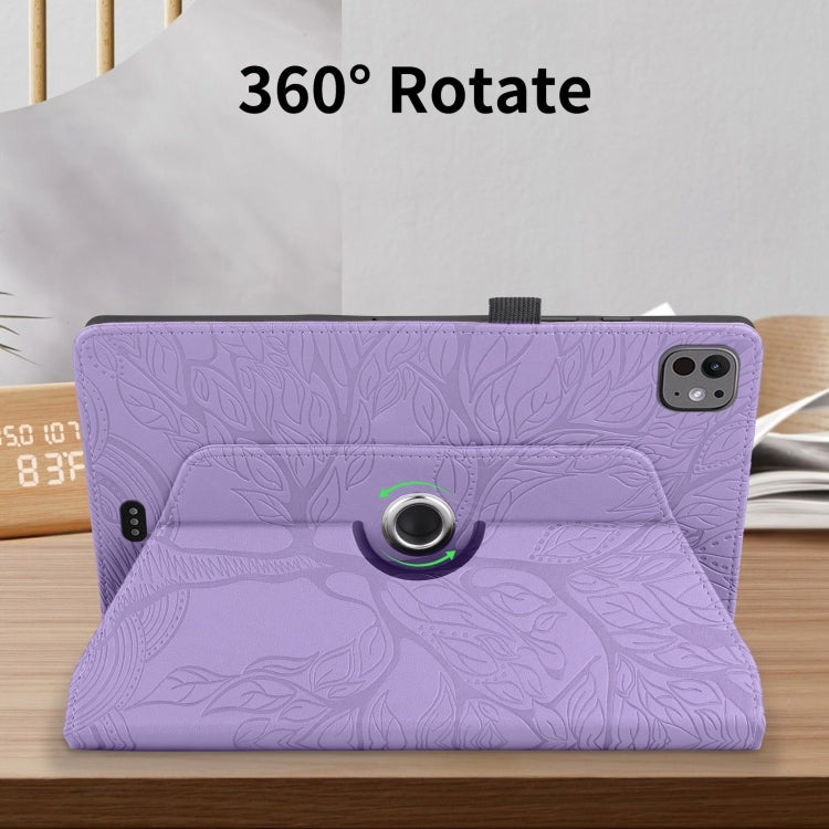 For iPad Pro 13 2024 Tree Life Embossed Rotation Leather Smart Tablet Case(Purple) - iPad Pro 13 2024 Cases by buy2fix | Online Shopping UK | buy2fix