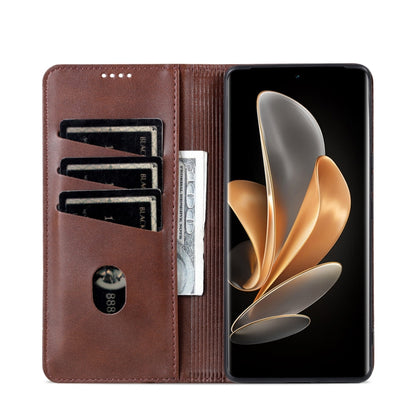 For OPPO Find X7 Ultra AZNS Magnetic Calf Texture Flip Leather Phone Case(Dark Brown) - OPPO Cases by AZNS | Online Shopping UK | buy2fix