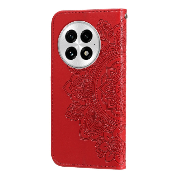 For OnePlus 13 Seven-petal Flowers Embossing Leather Phone Case(Red) - OnePlus Cases by buy2fix | Online Shopping UK | buy2fix