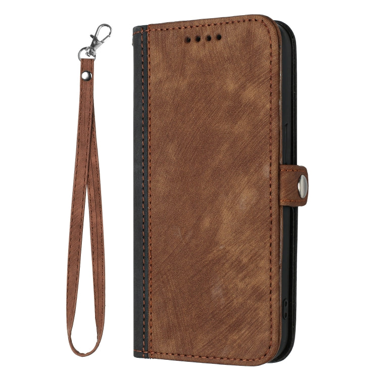 For iPhone SE 2024 Side Buckle Double Fold Hand Strap Leather Phone Case(Brown) - More iPhone Cases by buy2fix | Online Shopping UK | buy2fix