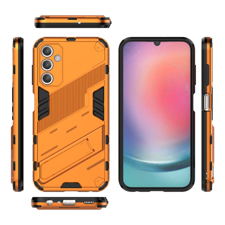 For Samsung Galaxy A25 5G Punk Armor 2 in 1 PC + TPU Shockproof Phone Case with Invisible Holder(Orange) - Galaxy Phone Cases by buy2fix | Online Shopping UK | buy2fix