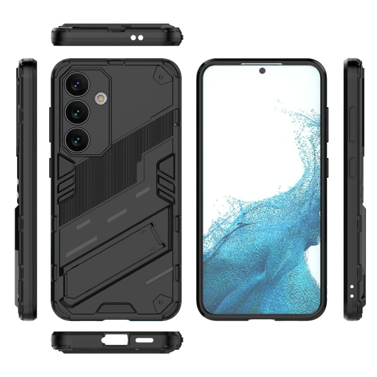 For Samsung Galaxy S24 5G Punk Armor 2 in 1 PC + TPU Shockproof Phone Case with Invisible Holder(Black) - Galaxy S24 5G Cases by buy2fix | Online Shopping UK | buy2fix