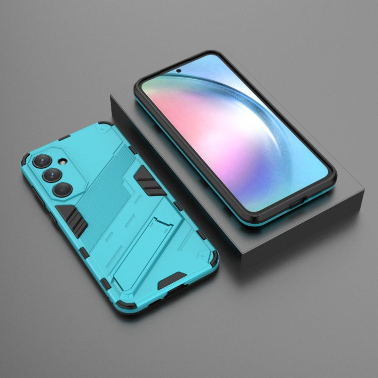 For Samsung Galaxy A55 5G Punk Armor 2 in 1 PC + TPU Shockproof Phone Case with Invisible Holder(Blue) - Galaxy Phone Cases by buy2fix | Online Shopping UK | buy2fix