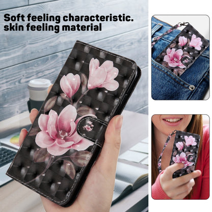 For iPhone 16 3D Painted Leather Phone Case(Pink Flower) - iPhone 16 Cases by buy2fix | Online Shopping UK | buy2fix