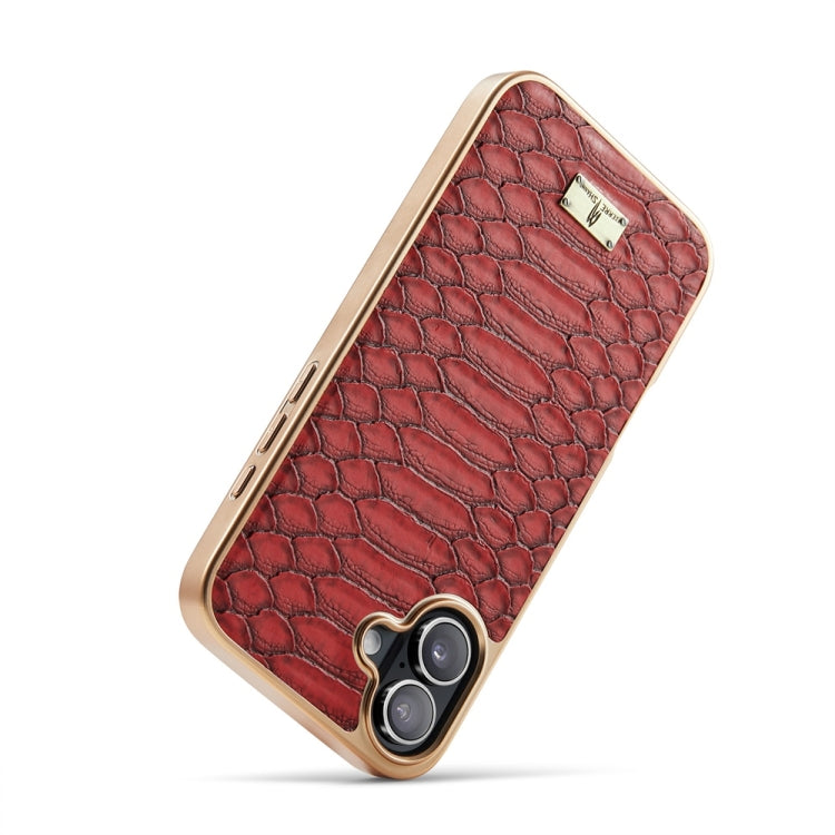 For iPhone 16 Fierre Shann Python Texture Electroplating PU Phone Case(Red) - iPhone 16 Cases by FIERRE SHANN | Online Shopping UK | buy2fix