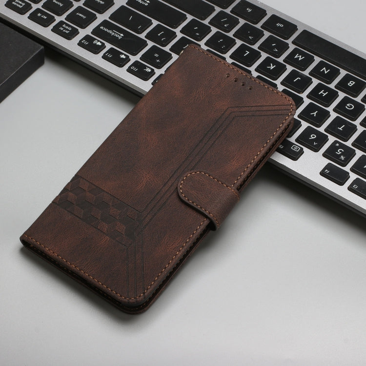 For Motorola Moto G Stylus 5G 2024 Cubic Skin Feel Flip Leather Phone Case(Brown) - Motorola Cases by buy2fix | Online Shopping UK | buy2fix