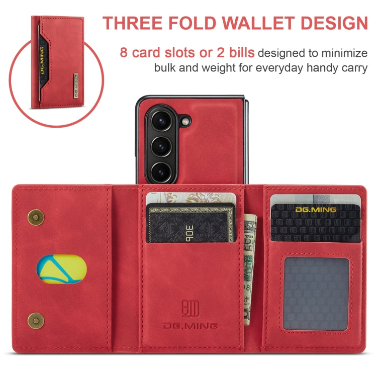 For Samsung Galaxy Z Fold6 DG.MING M2 Series 3-Fold Multi Card Bag + Magnetic Phone Case(Red) - Galaxy Z Fold6 5G Cases by DG.MING | Online Shopping UK | buy2fix