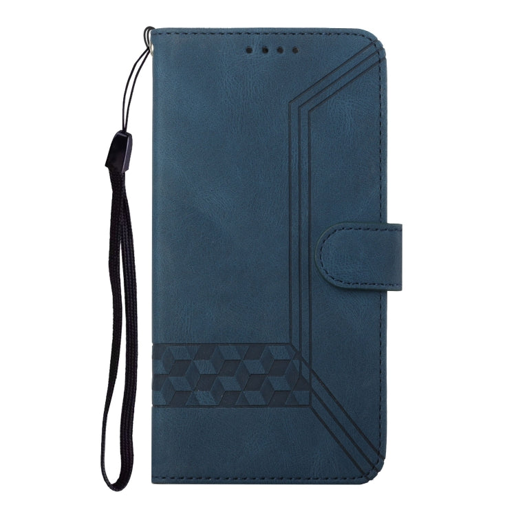 For iPhone 16 Plus Cubic Skin Feel Flip Leather Phone Case(Blue) - iPhone 16 Plus Cases by buy2fix | Online Shopping UK | buy2fix