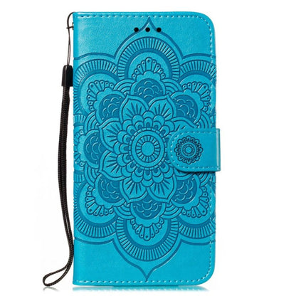 For iPhone 16 Pro Max Mandala Embossing Pattern Horizontal Flip Leather Phone Case(Blue) - iPhone 16 Pro Max Cases by buy2fix | Online Shopping UK | buy2fix