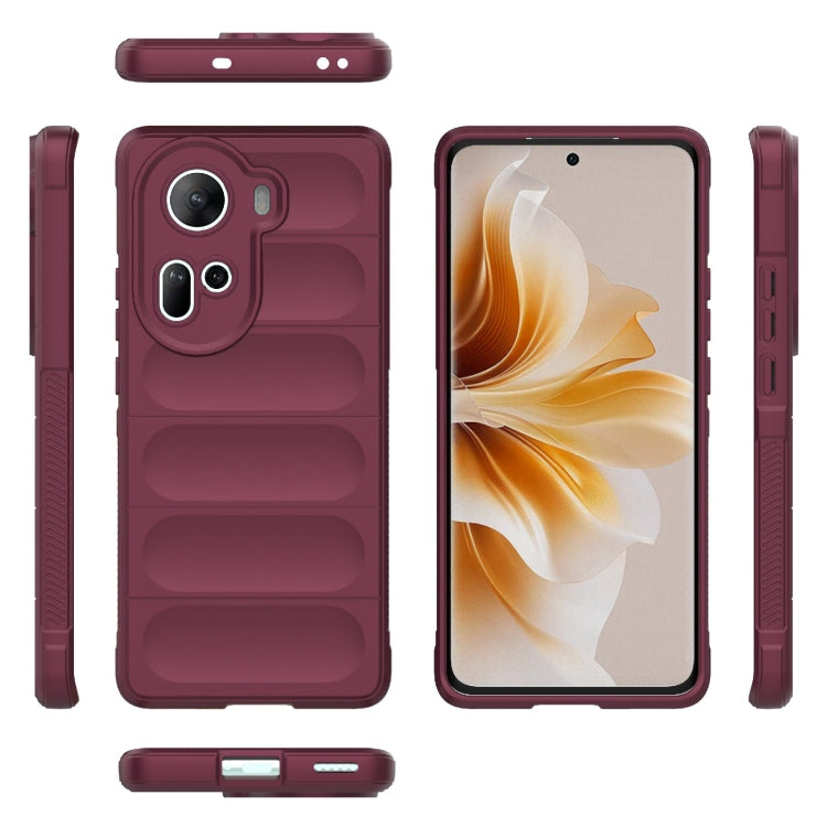 For OPPO Reno11 5G Global Magic Shield TPU + Flannel Phone Case(Wine Red) - Reno11 Cases by buy2fix | Online Shopping UK | buy2fix