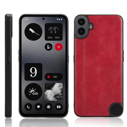 For Nothing CMF Phone 1 Cow Pattern Sewing Back Cover Phone Case(Red) - More Brand by buy2fix | Online Shopping UK | buy2fix