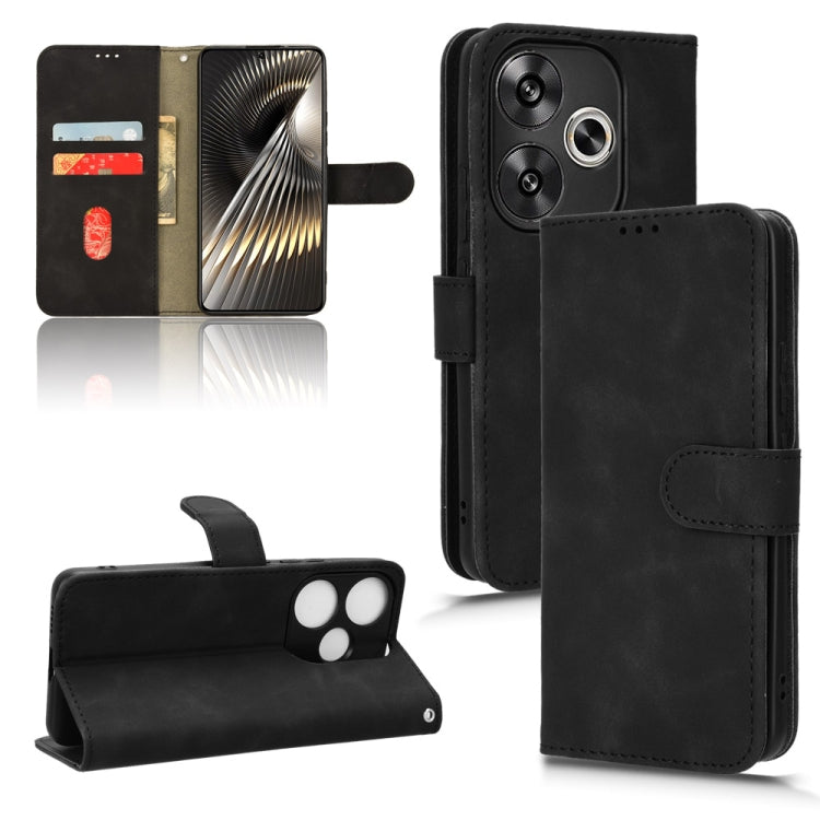 For Xiaomi Redmi Turbo 3 Skin Feel Magnetic Flip Leather Phone Case(Black) - Xiaomi Cases by buy2fix | Online Shopping UK | buy2fix