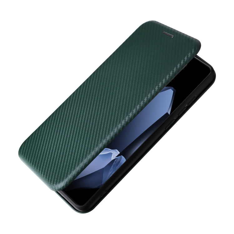 For OnePlus 13 Carbon Fiber Texture Flip Leather Phone Case(Green) - OnePlus Cases by buy2fix | Online Shopping UK | buy2fix