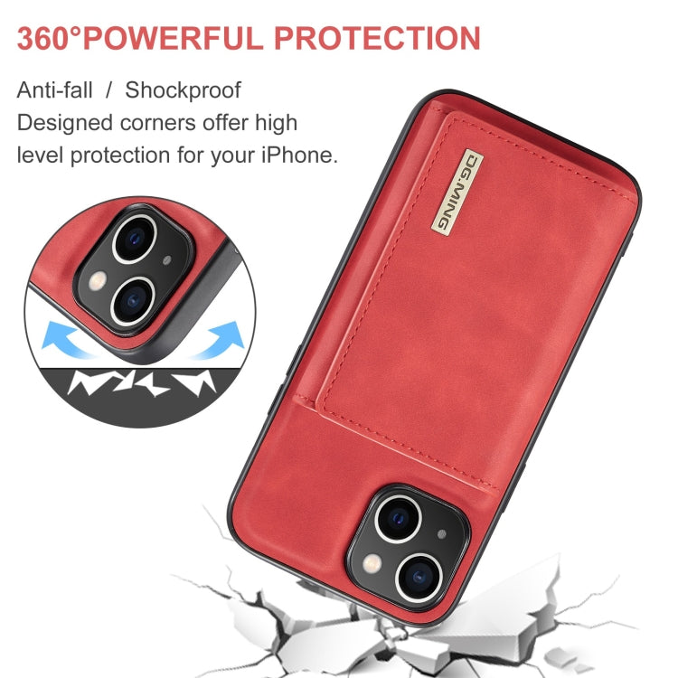 For iPhone 15 Plus DG.MING M1 Series 3-Fold Multi Card Wallet Leather Phone Case(Red) - iPhone 15 Plus Cases by DG.MING | Online Shopping UK | buy2fix