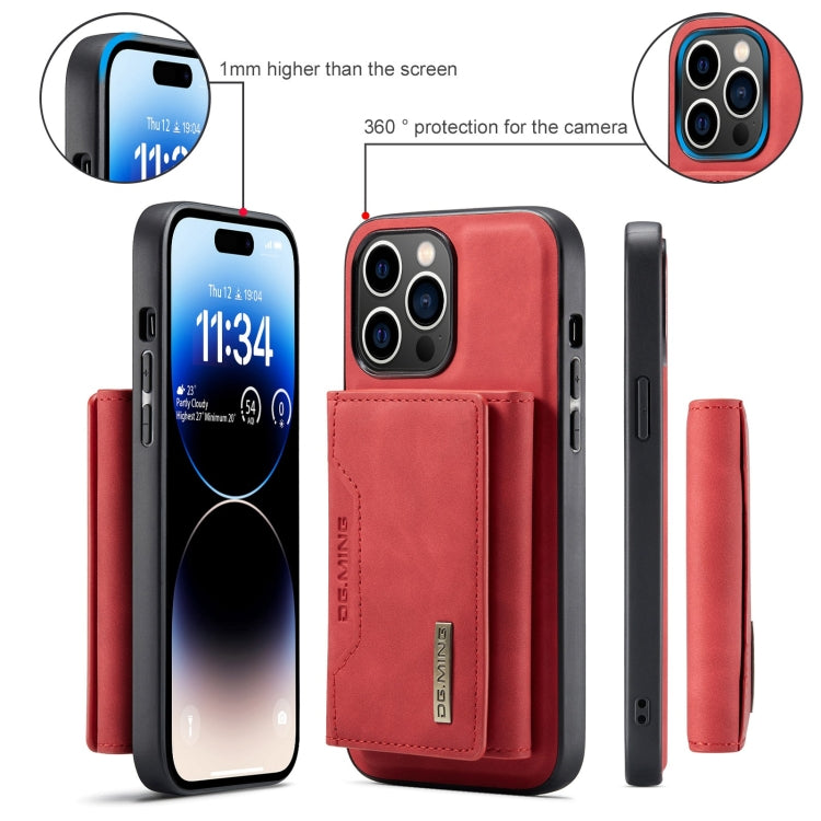 For iPhone 15 Pro DG.MING M2 Series 3-Fold Card Bag Wallet Leather Phone Case(Red) - iPhone 15 Pro Cases by DG.MING | Online Shopping UK | buy2fix