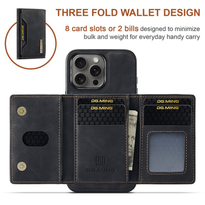 For iPhone 16 Pro DG.MING M2 Series 3-Fold Card Bag Wallet Leather Phone Case(Black) - iPhone 16 Pro Cases by DG.MING | Online Shopping UK | buy2fix