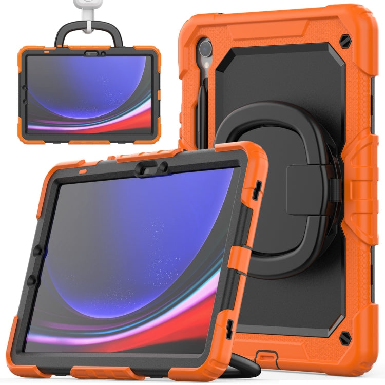 For Samsung Galaxy Tab S9 D Type Silicone Hybrid PC Tablet Case with Handle Holder(Orange) - Galaxy Tab S9 Cases by buy2fix | Online Shopping UK | buy2fix