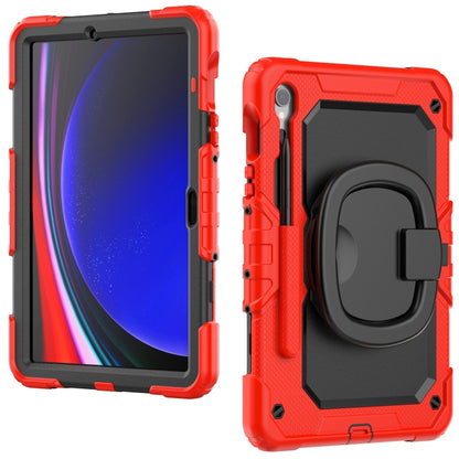 For Samsung Galaxy Tab S9 D Type Silicone Hybrid PC Tablet Case with Handle Holder(Red) - Galaxy Tab S9 Cases by buy2fix | Online Shopping UK | buy2fix