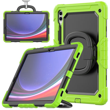 For Samsung Galaxy Tab S9+ D Type Silicone Hybrid PC Tablet Case with Handle Holder(Yellow Green) - Galaxy Tab S9+ Cases by buy2fix | Online Shopping UK | buy2fix