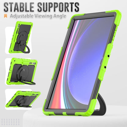 For Samsung Galaxy Tab S10 Ultra D Type Silicone Hybrid PC Tablet Case with Handle Holder(Yellow Green) - Galaxy Tab S9 Ultra Cases by buy2fix | Online Shopping UK | buy2fix