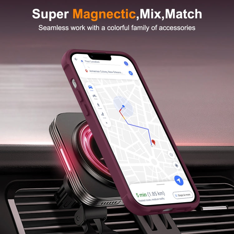 For iPhone 13 Pro MagSafe Magnetic Rotating Holder Phone Case(Wine Red) - iPhone 13 Pro Cases by buy2fix | Online Shopping UK | buy2fix