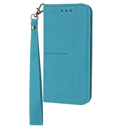 For iPhone SE 2024 Woven Texture Stitching Magnetic Leather Phone Case(Blue) - More iPhone Cases by buy2fix | Online Shopping UK | buy2fix