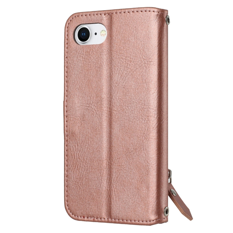 For iPhone SE 2024 Oil Skin Zipper Wallet Leather Phone Case(Rose Gold) - More iPhone Cases by buy2fix | Online Shopping UK | buy2fix