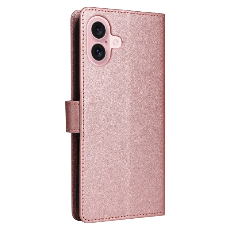 For iPhone 16 Multifunctional Horizontal Flip Leather Phone Case with Three Card Slots(Rose Gold) - iPhone 16 Cases by buy2fix | Online Shopping UK | buy2fix