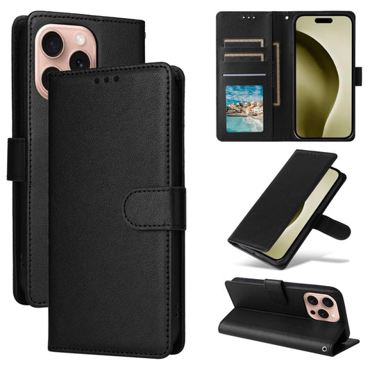 For iPhone 16 Pro Multifunctional Horizontal Flip Leather Phone Case with Three Card Slots(Black) - iPhone 16 Pro Cases by buy2fix | Online Shopping UK | buy2fix