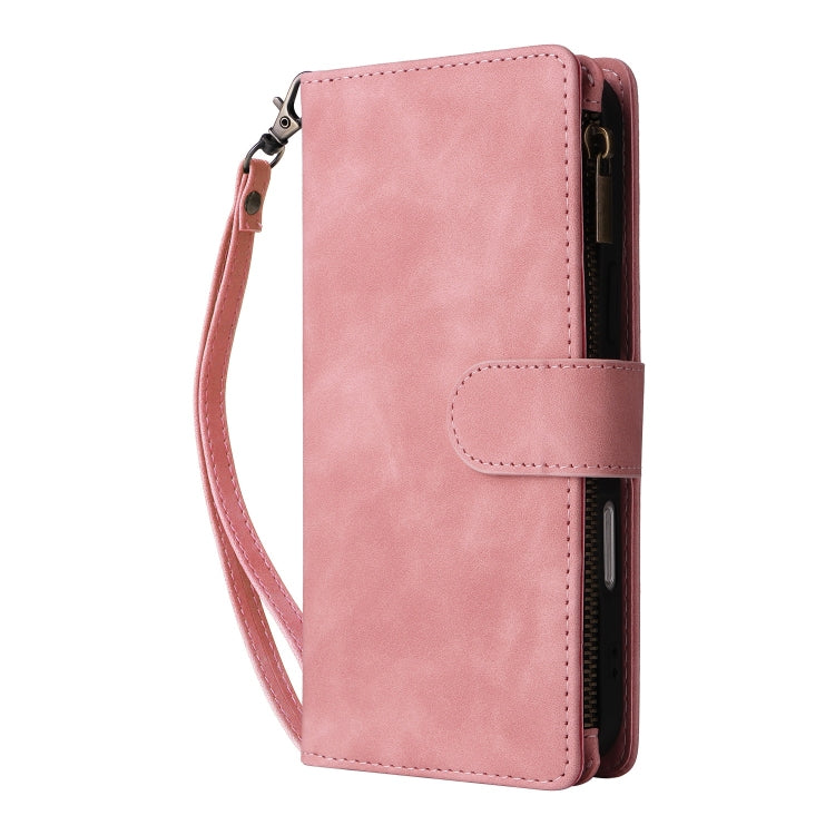 For iPhone 16 Pro Max Crossbody Multi-card Slot Wallet Zipper Leather Phone Case(Pink) - iPhone 16 Pro Max Cases by buy2fix | Online Shopping UK | buy2fix