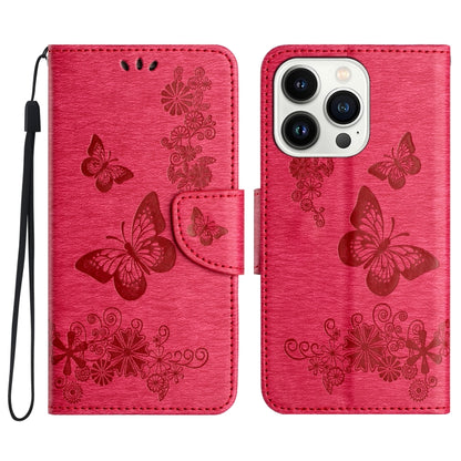 For iPhone 16 Pro Max Butterfly Embossed Flip Leather Phone Case(Red) - iPhone 16 Pro Max Cases by buy2fix | Online Shopping UK | buy2fix