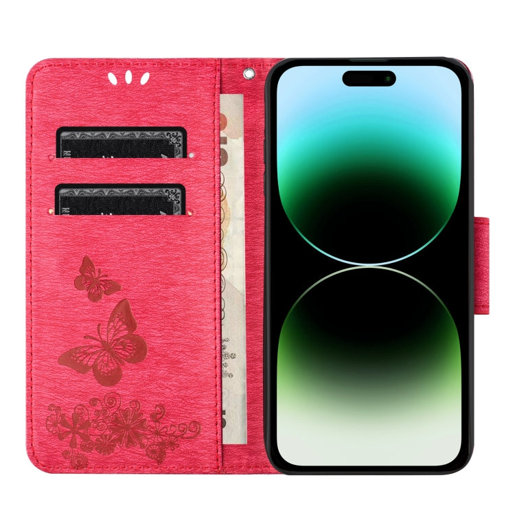 For iPhone 16 Pro Max Butterfly Embossed Flip Leather Phone Case(Red) - iPhone 16 Pro Max Cases by buy2fix | Online Shopping UK | buy2fix