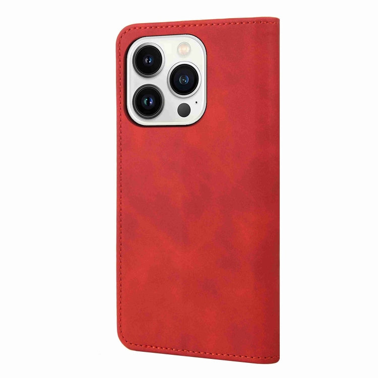 For iPhone 16 Pro Max Skin Feel Splicing Leather Phone Case(Red) - iPhone 16 Pro Max Cases by buy2fix | Online Shopping UK | buy2fix