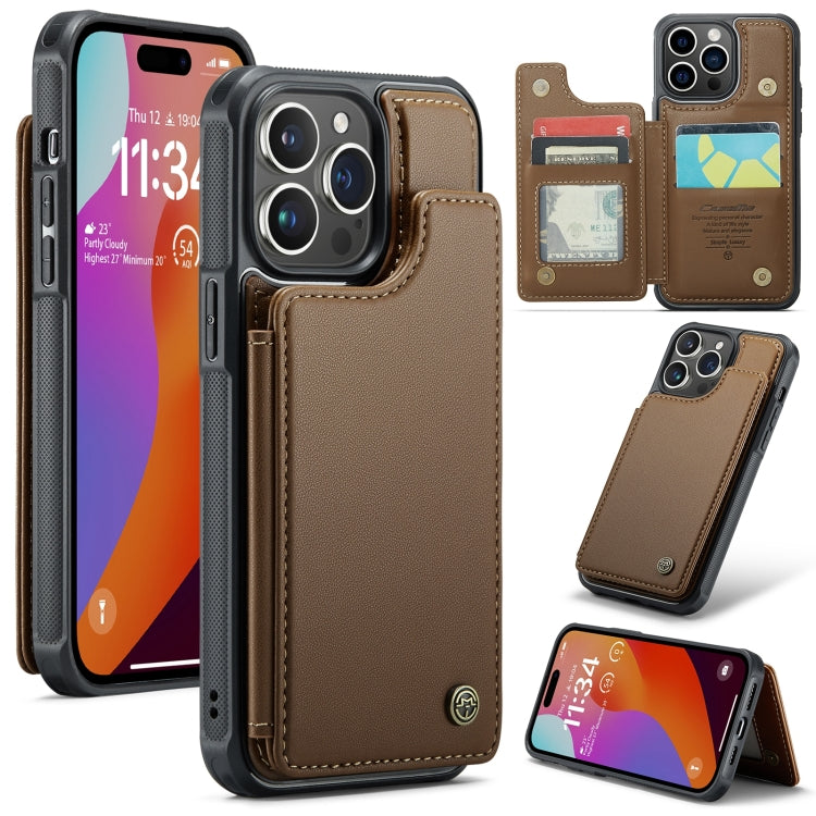 For iPhone 15 Pro Max CaseMe C22 Card Slots Holder RFID Anti-theft Phone Case(Brown) - iPhone 15 Pro Max Cases by CaseMe | Online Shopping UK | buy2fix