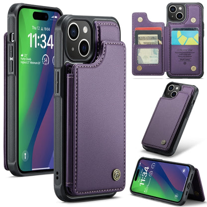 For iPhone 15 CaseMe C22 Card Slots Holder RFID Anti-theft Phone Case(Purple) - iPhone 15 Pro Cases by CaseMe | Online Shopping UK | buy2fix