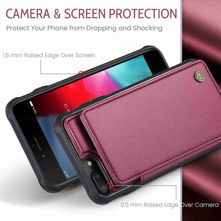 For iPhone 8 Plus / 7 Plus CaseMe C22 Card Slots Holder RFID Anti-theft Phone Case(Wine Red) - More iPhone Cases by CaseMe | Online Shopping UK | buy2fix