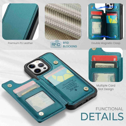 For iPhone 12 Pro Max CaseMe C22 Card Slots Holder RFID Anti-theft Phone Case(Blue Green) - iPhone 12 Pro Max Cases by CaseMe | Online Shopping UK | buy2fix