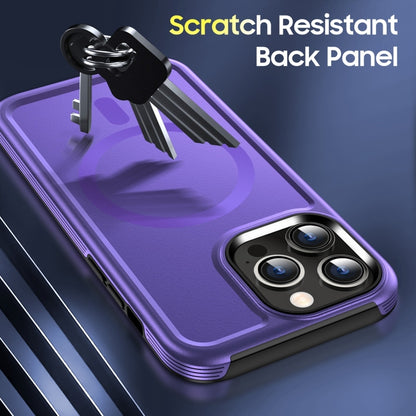For iPhone 15 Plus Shield Armor MagSafe TPU Hybrid PC Phone Case(Purple) - iPhone 15 Plus Cases by buy2fix | Online Shopping UK | buy2fix