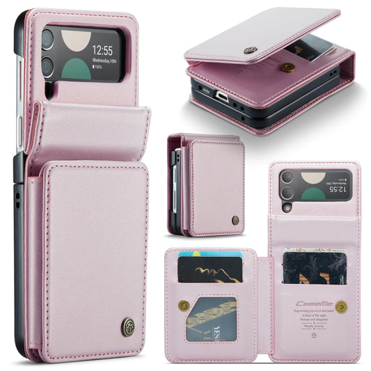 For Samsung Galaxy Z Flip4 5G CaseMe C22 PC+TPU Business Style RFID Anti-theft Leather Phone Case(Pink) - Galaxy Z Flip4 5G Cases by CaseMe | Online Shopping UK | buy2fix