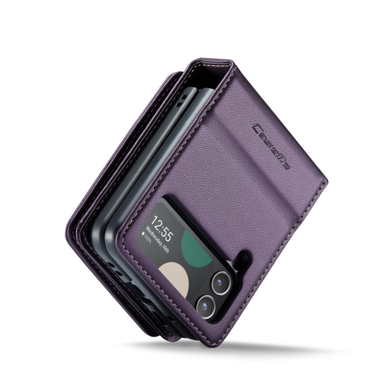 For Samsung Galaxy Z Flip4 5G CaseMe C22 PC+TPU Business Style RFID Anti-theft Leather Phone Case(Purple) - Galaxy Z Flip4 5G Cases by CaseMe | Online Shopping UK | buy2fix