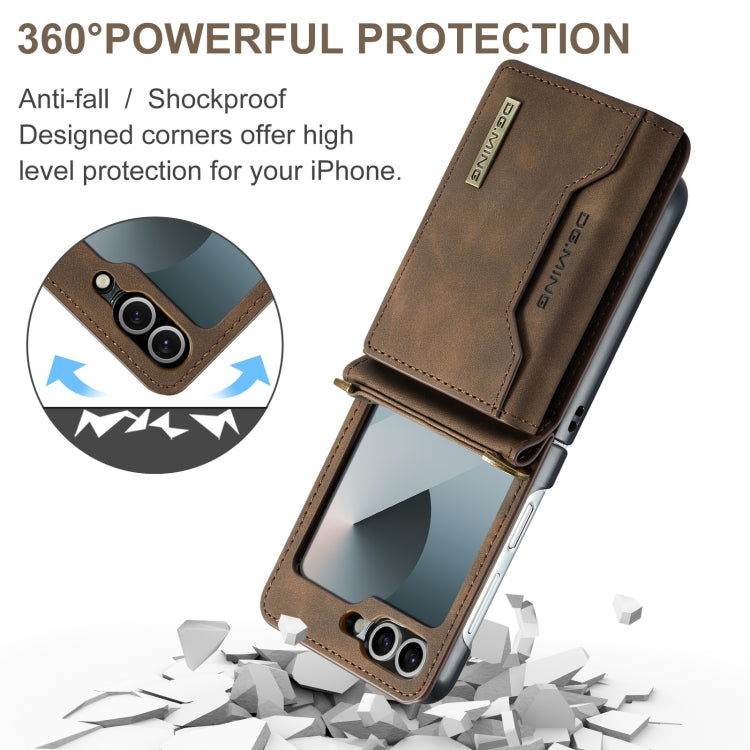 For Samsung Galaxy Z Flip6 DG.MING M2 Series Card Bag Magnetic Leather Phone Case(Coffee) - Galaxy Z Flip6 5G Cases by DG.MING | Online Shopping UK | buy2fix