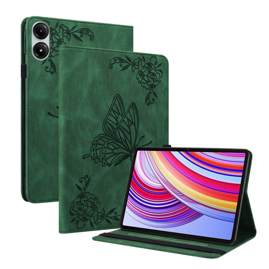 For Xiaomi Redmi Pad Pro 12.1 Butterfly Flower Embossed Leather Tablet Case(Green) - More Tablet Cases by buy2fix | Online Shopping UK | buy2fix