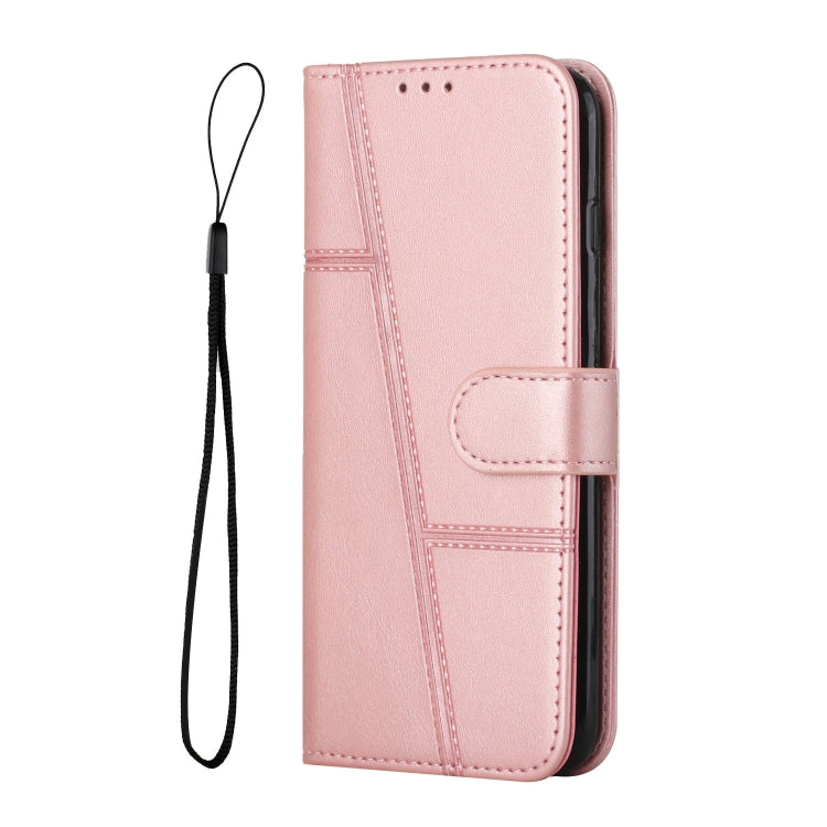For Motorola Moto G Play 5G 2024 Stitching Calf Texture Buckle Leather Phone Case(Rose Gold) - Motorola Cases by buy2fix | Online Shopping UK | buy2fix