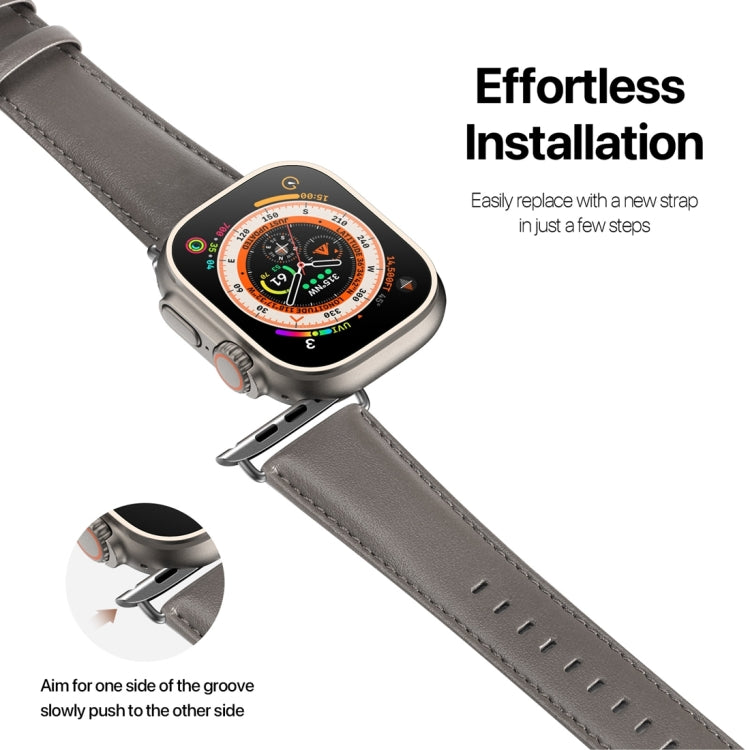 For Apple Watch SE 2023 44mm DUX DUCIS YS Series Genuine Leather Watch Band(Grey) - Watch Bands by DUX DUCIS | Online Shopping UK | buy2fix