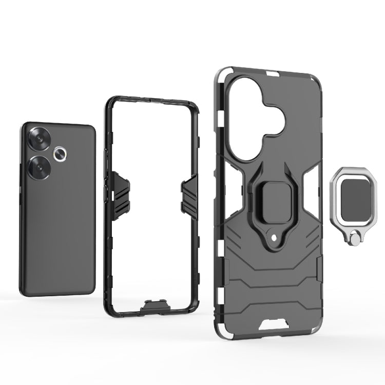 For Xiaomi Poco F6 Shockproof PC + TPU Holder Phone Case(Black) - Xiaomi Cases by buy2fix | Online Shopping UK | buy2fix