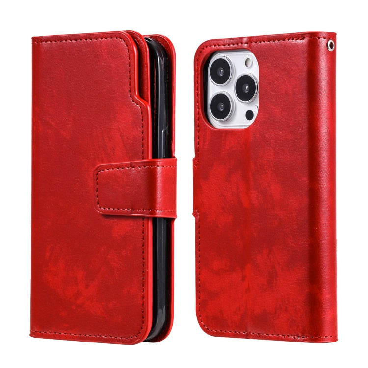 For iPhone 16 Pro Max Tri-Fold 9-Card Wallets Leather Phone Case(Red) - iPhone 16 Pro Max Cases by buy2fix | Online Shopping UK | buy2fix