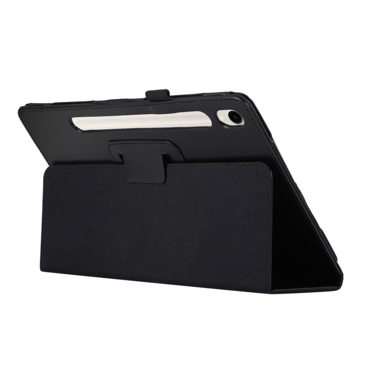 For Samsung Galaxy Tab S9 Litchi Texture Leather Tablet Case with Holder(Black) - Other Galaxy Tab PC by buy2fix | Online Shopping UK | buy2fix