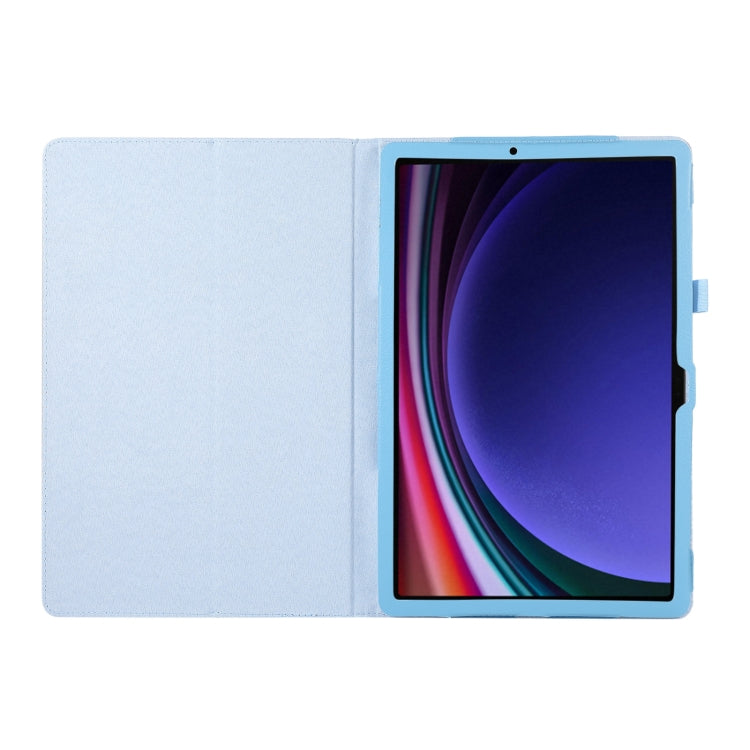 For Samsung Galaxy Tab S9 Litchi Texture Leather Tablet Case with Holder(Sky Blue) - Other Galaxy Tab PC by buy2fix | Online Shopping UK | buy2fix