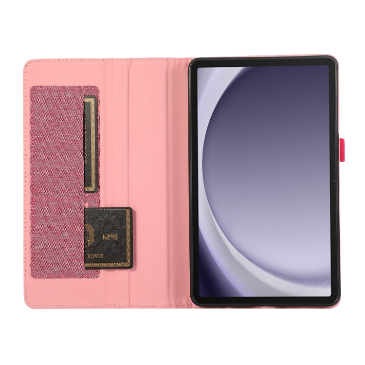 For Samsung Galaxy Tab A9+ Horizontal Flip TPU + Fabric PU Leather Tablet Case(Rose Red) - Galaxy Tab A9+ by buy2fix | Online Shopping UK | buy2fix