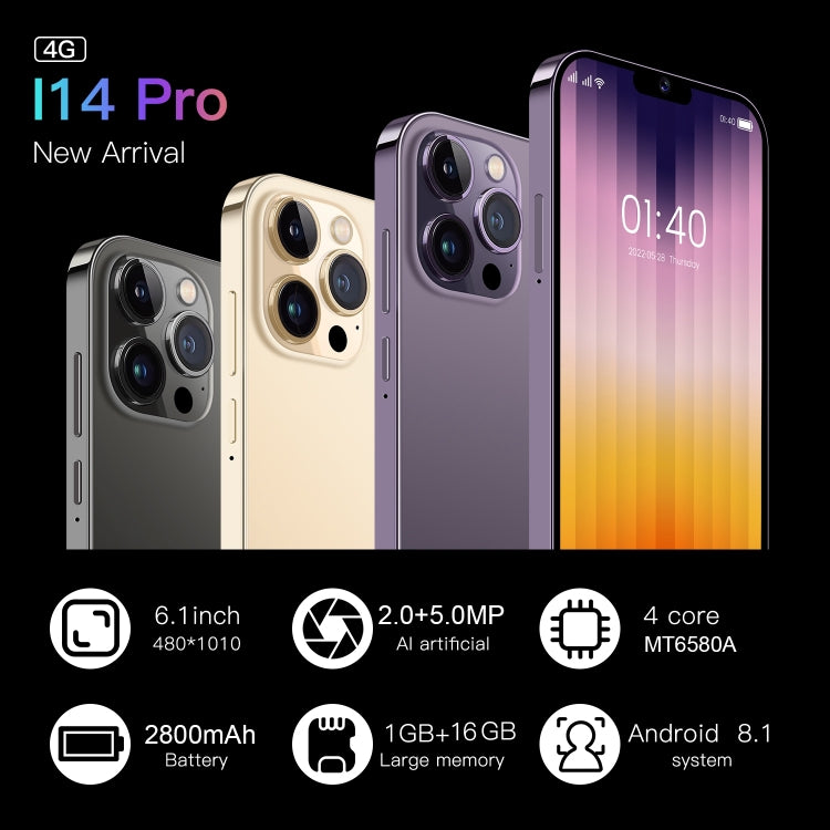 I14 Pro / N85 4G, 1GB+8GB, 6.1 inch Screen, Face Identification, Android  8.1 MTK6737 Quad Core, Network: 4G, Dual SIM(Purple) -  by buy2fix | Online Shopping UK | buy2fix
